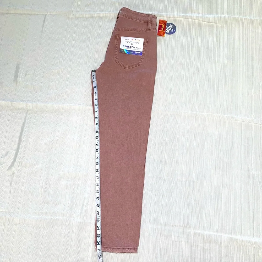 YMI Hybrid Dream Fit High Rise Mom Jeans Mauve Pink Distressed NWT Sz 3/26 Y2K